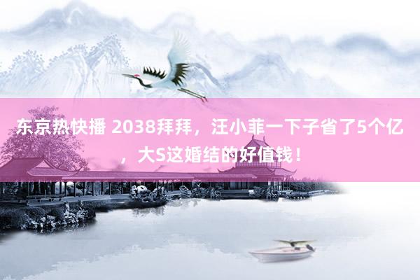 东京热快播 2038拜拜，汪小菲一下子省了5个亿，大S这婚结的好值钱！