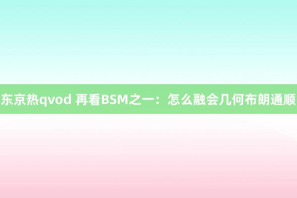 东京热qvod 再看BSM之一：怎么融会几何布朗通顺