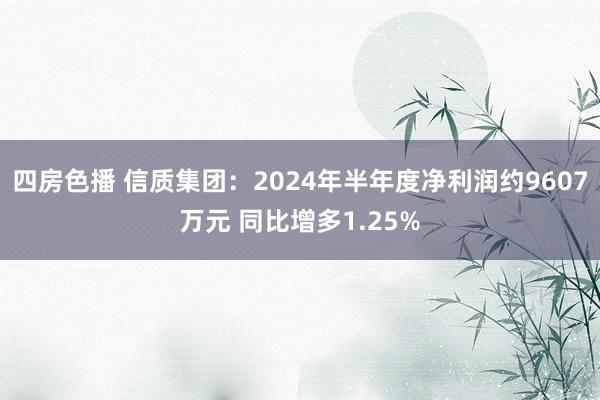 四房色播 信质集团：2024年半年度净利润约9607万元 同比增多1.25%