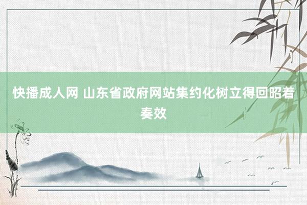 快播成人网 山东省政府网站集约化树立得回昭着奏效